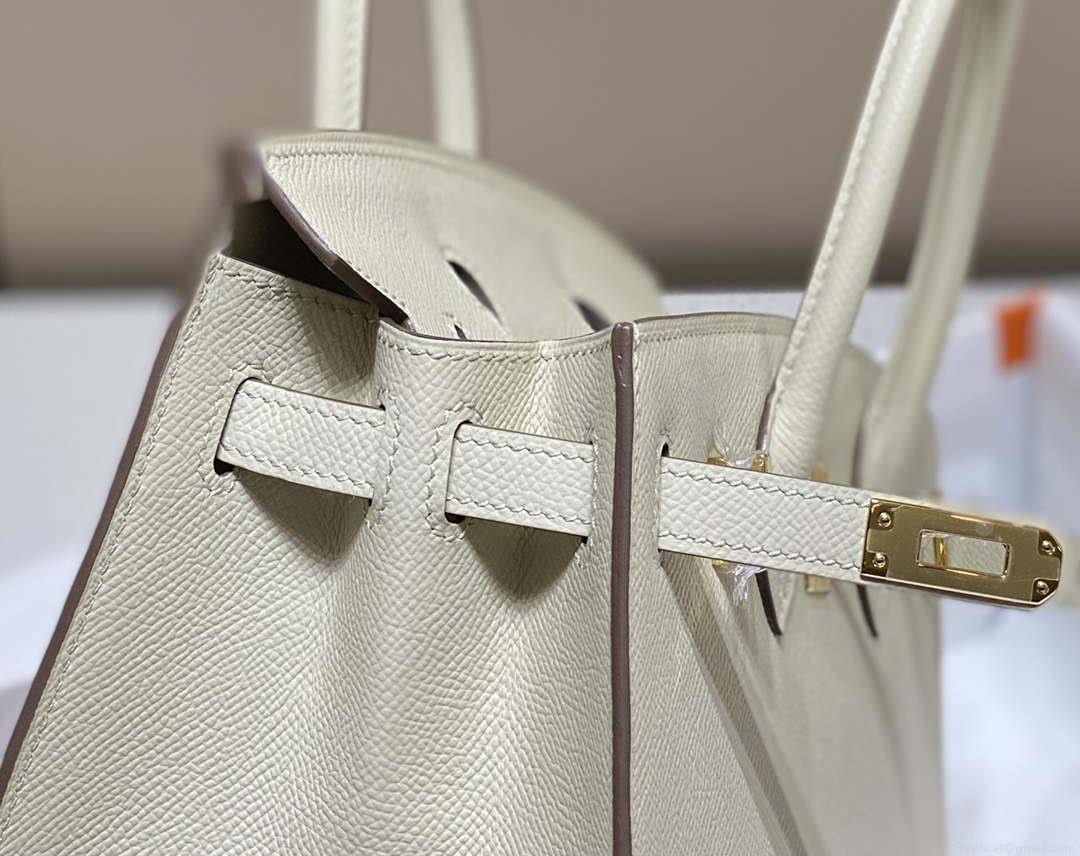 Hermes Birkin Designer Tote Bag Epsom Leather 28388 Milkshake white