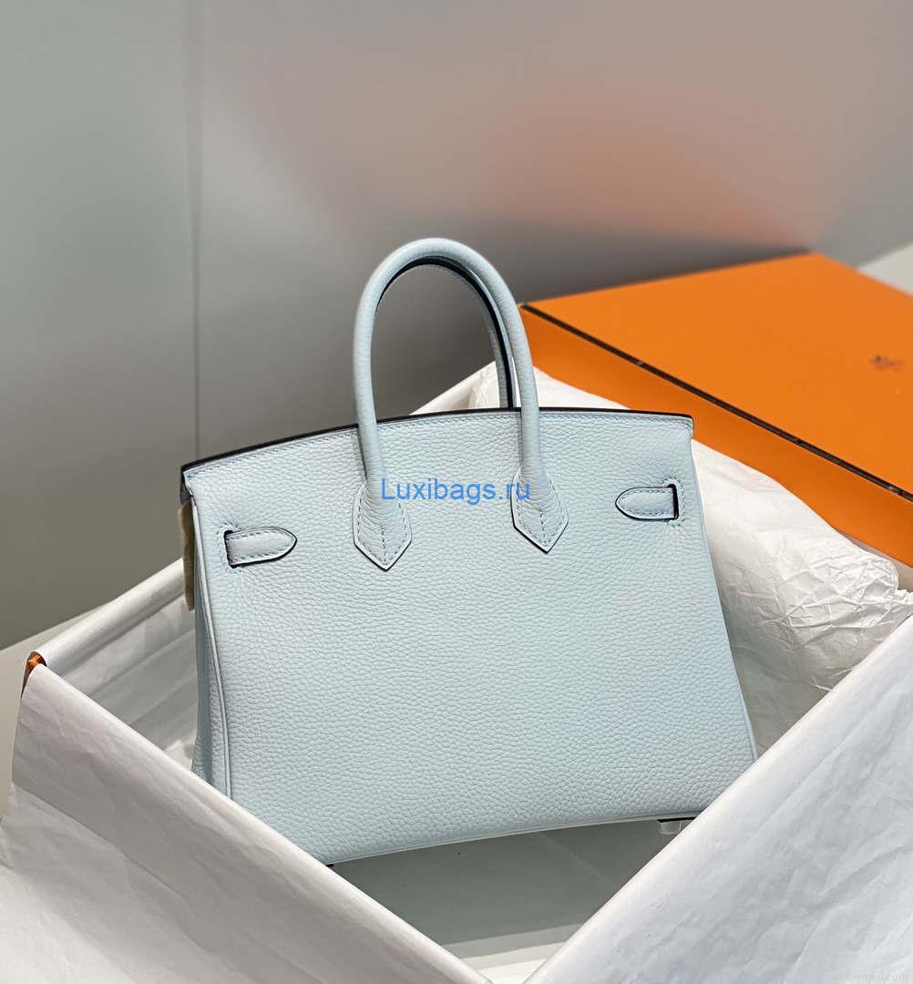 Hermes Birkin Designer Tote Bag Togo Leather 28566 Blue Pale