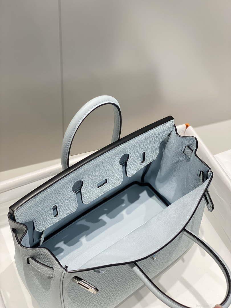 Hermes Birkin Designer Tote Bag Togo Leather 28566 Blue Pale