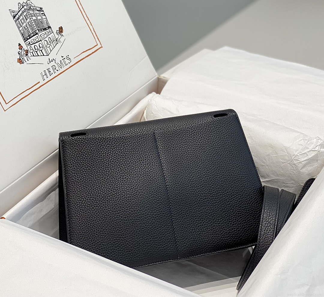 Hermes halzan 25 clemence stamp B Black Silver H98801
