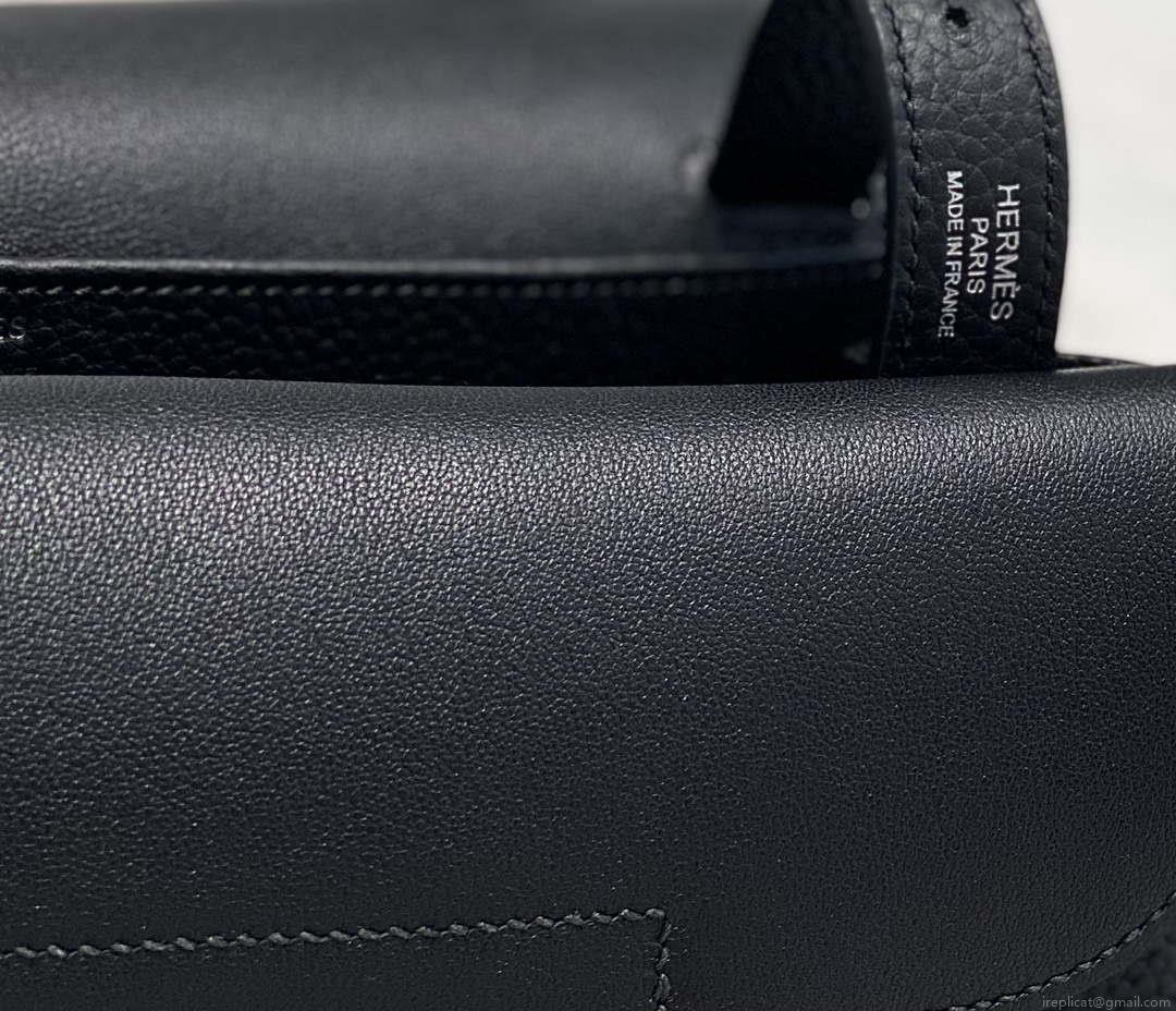 Hermes halzan 25 clemence stamp B Black Silver H98801