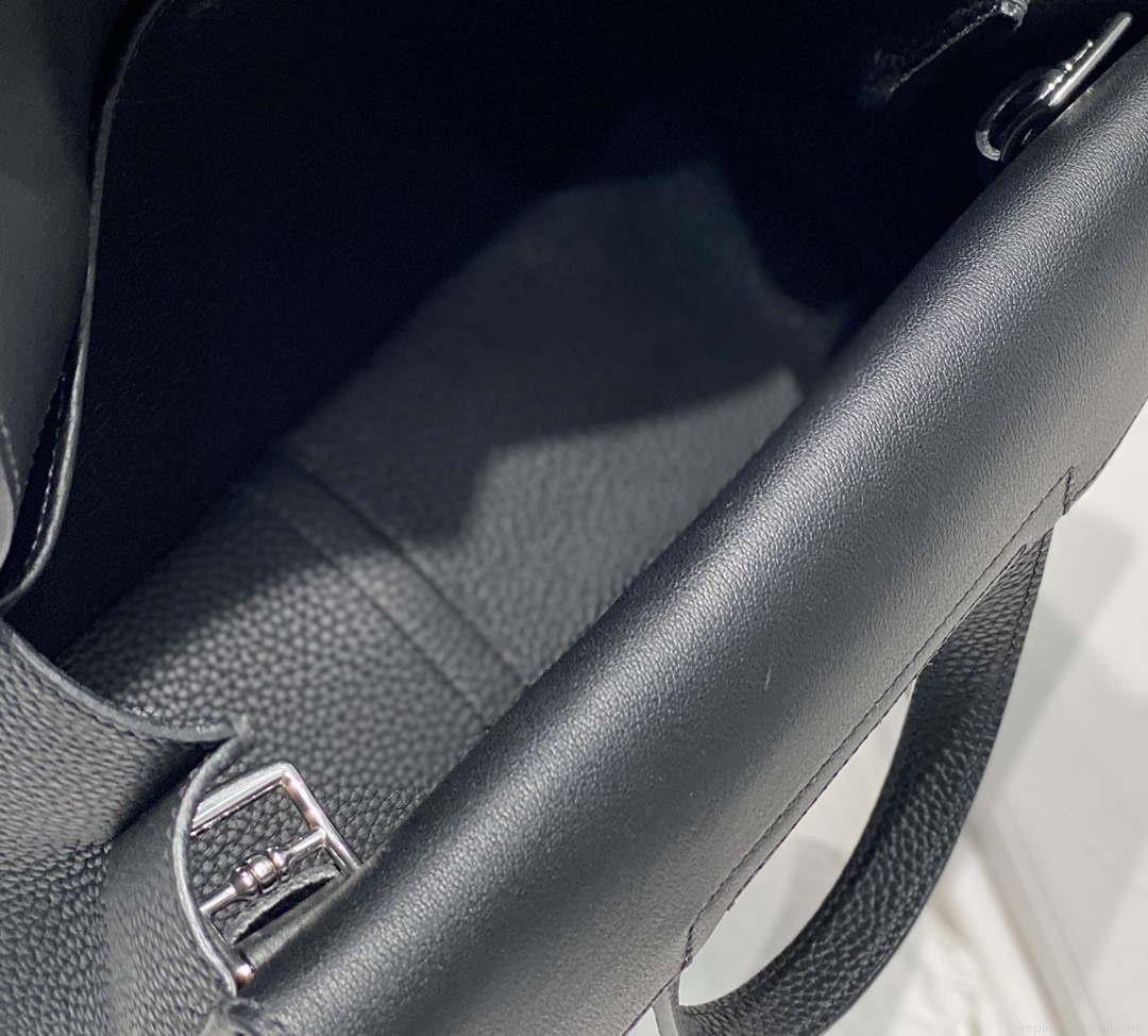 Hermes halzan 25 clemence stamp B Black Silver H98801