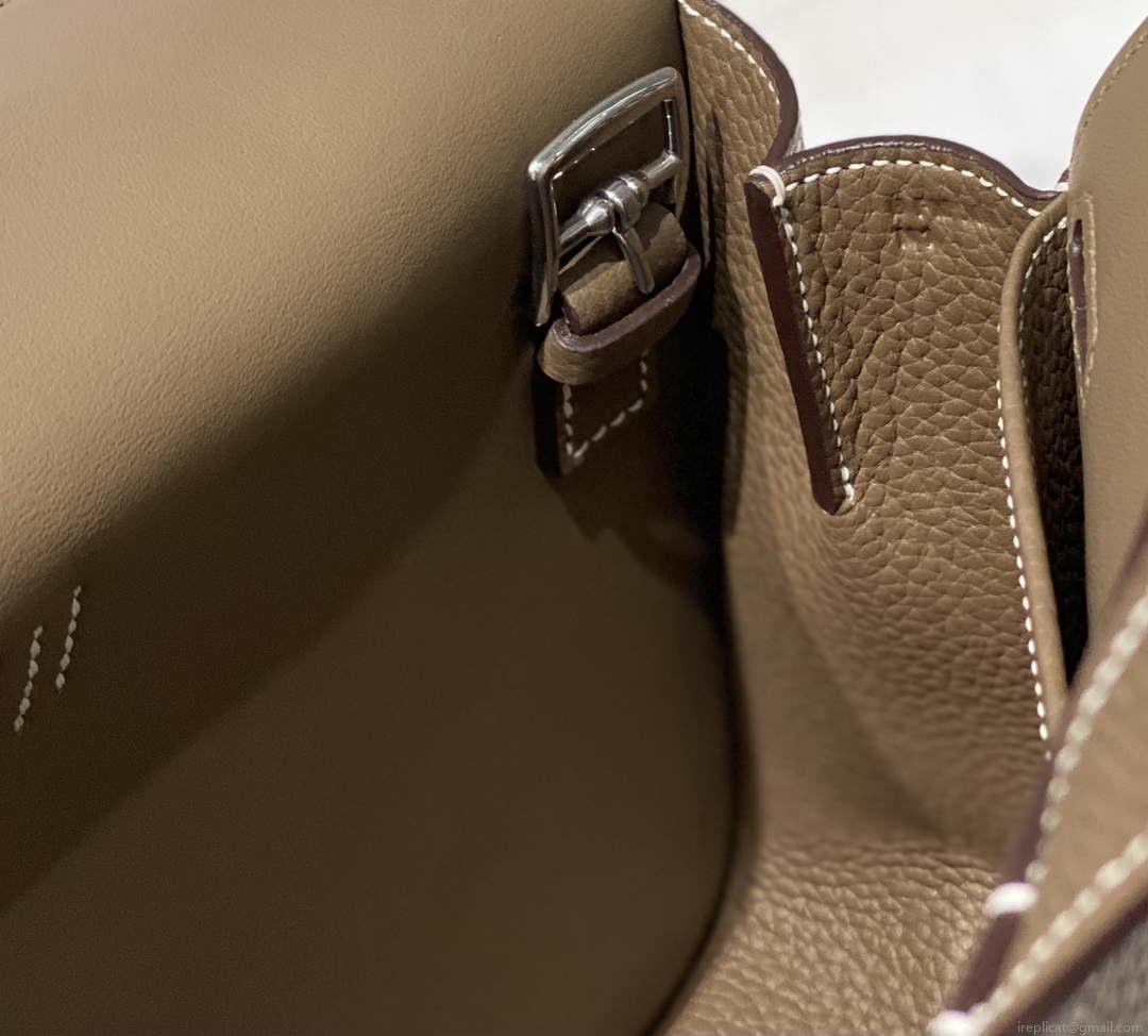 Hermes halzan 25 clemence stamp B Silver H98803