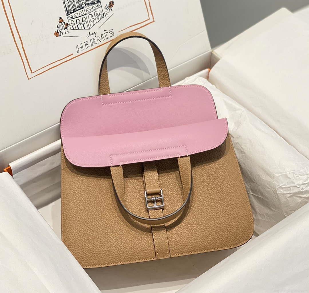 Hermes halzan 25 clemence stamp B Silver H98804