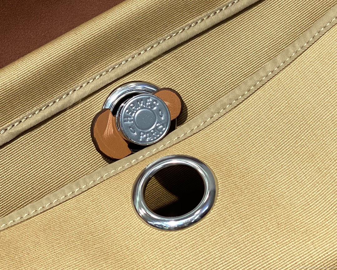 Hermes H082835CKAC Herbag Zip 31 Bag in Black Hunter Leather and Canvas H60035