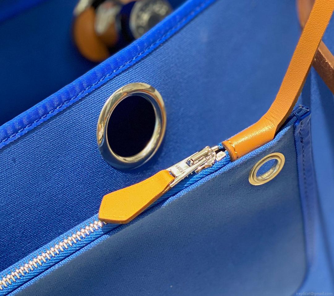 Hermes H082835CKAC Herbag Zip 31 Bag in Black Hunter Leather and Canvas H60040