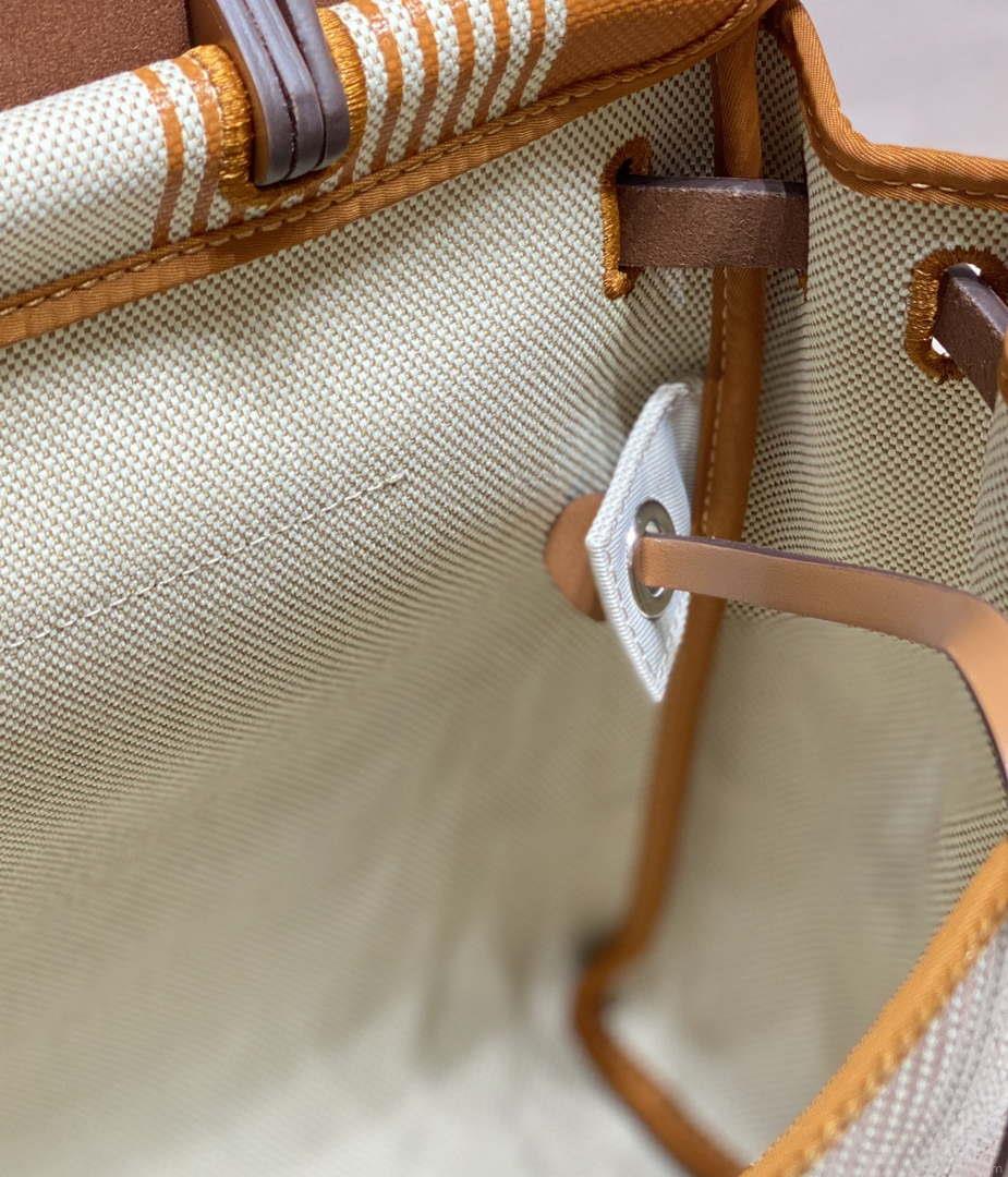 Hermes H084076CKAD Herbag Zip 31 Bag in Brown Hunter Leather and Canvas H60051