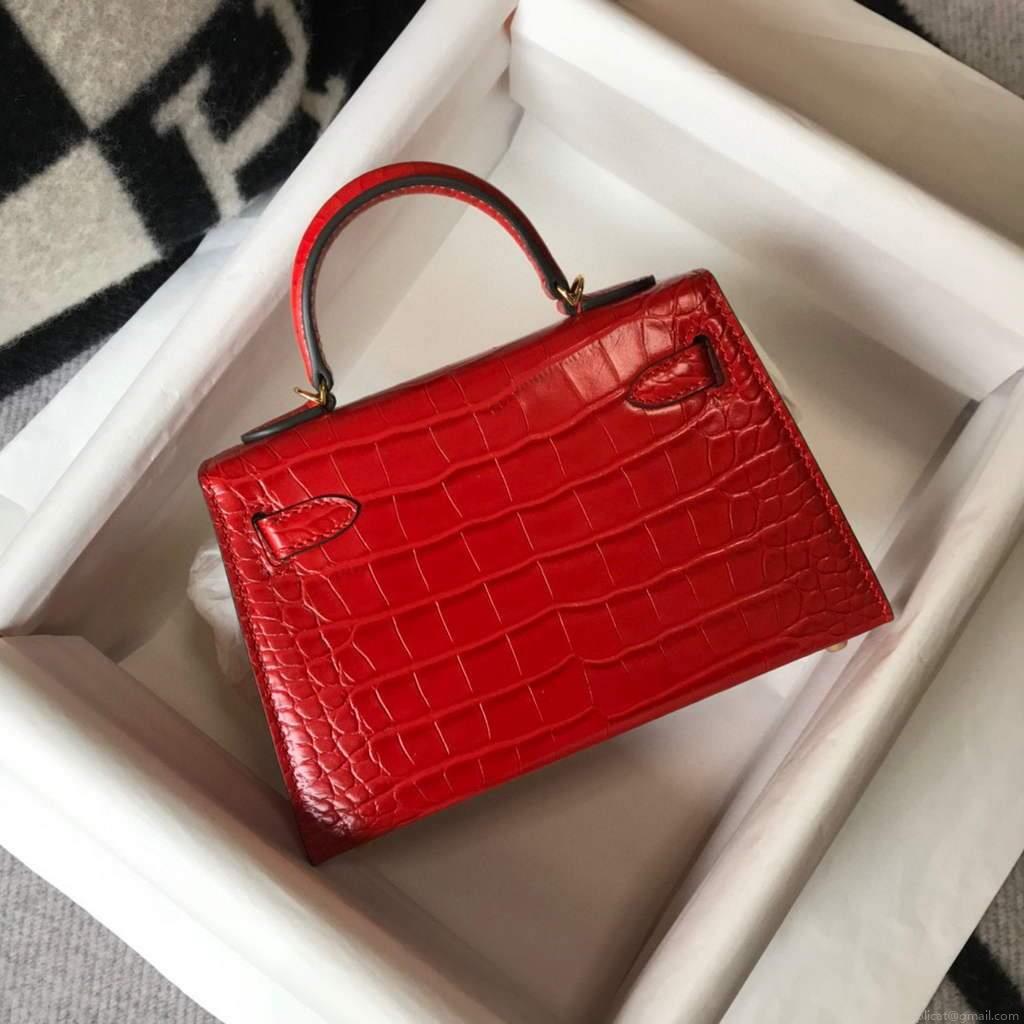 Hermes Kelly Bag Designer Hermes 19CM Shoulder Mini Bag Red 20454