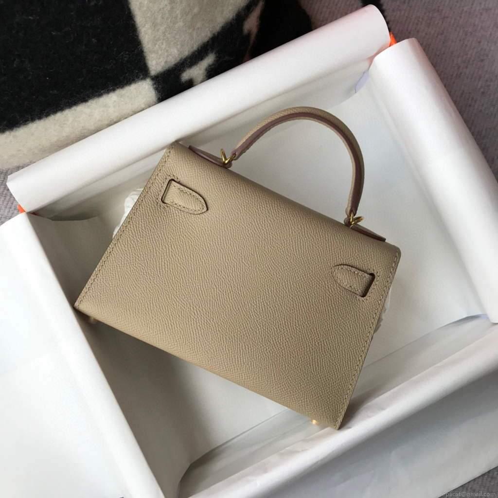 Hermes Kelly Bag Hermes 19CM Epsom Shoulder Mini Bag Apricot 20466