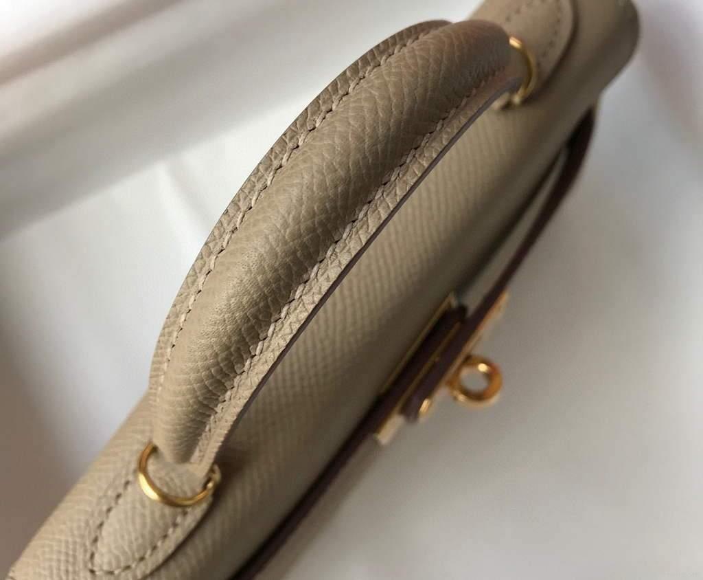 Hermes Kelly Bag Hermes 19CM Epsom Shoulder Mini Bag Apricot 20466
