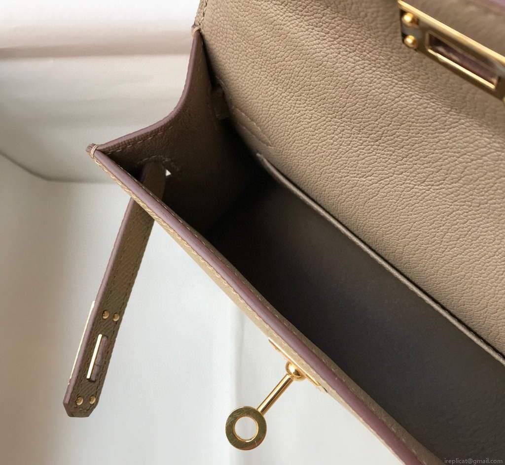 Hermes Kelly Bag Hermes 19CM Epsom Shoulder Mini Bag Apricot 20466