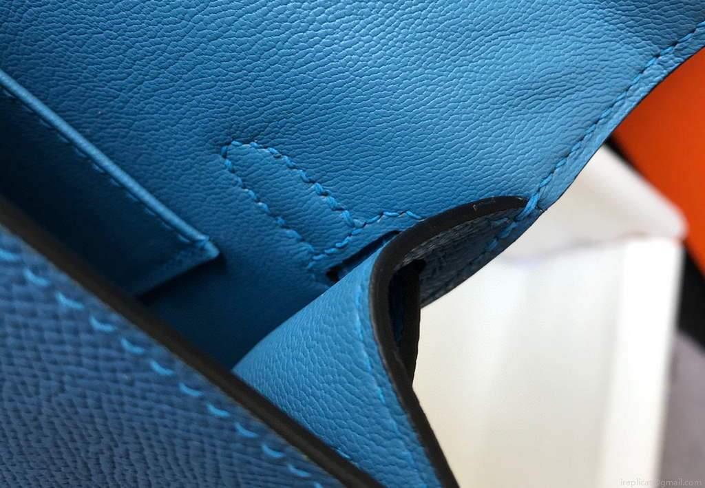 Hermes Kelly Bag Hermes 19CM Epsom Shoulder Mini Bag Blue 20476