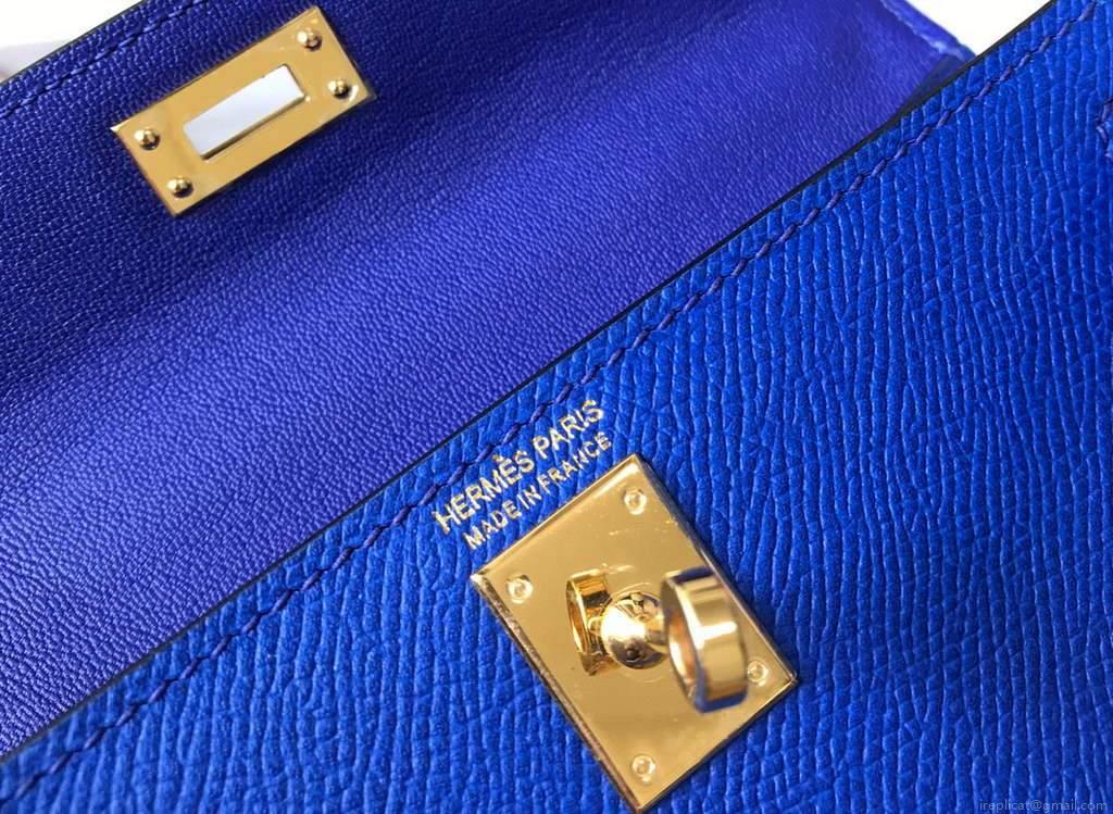 Hermes Kelly Bag Hermes 19CM Epsom Shoulder Mini Bag Dark Blue 20475