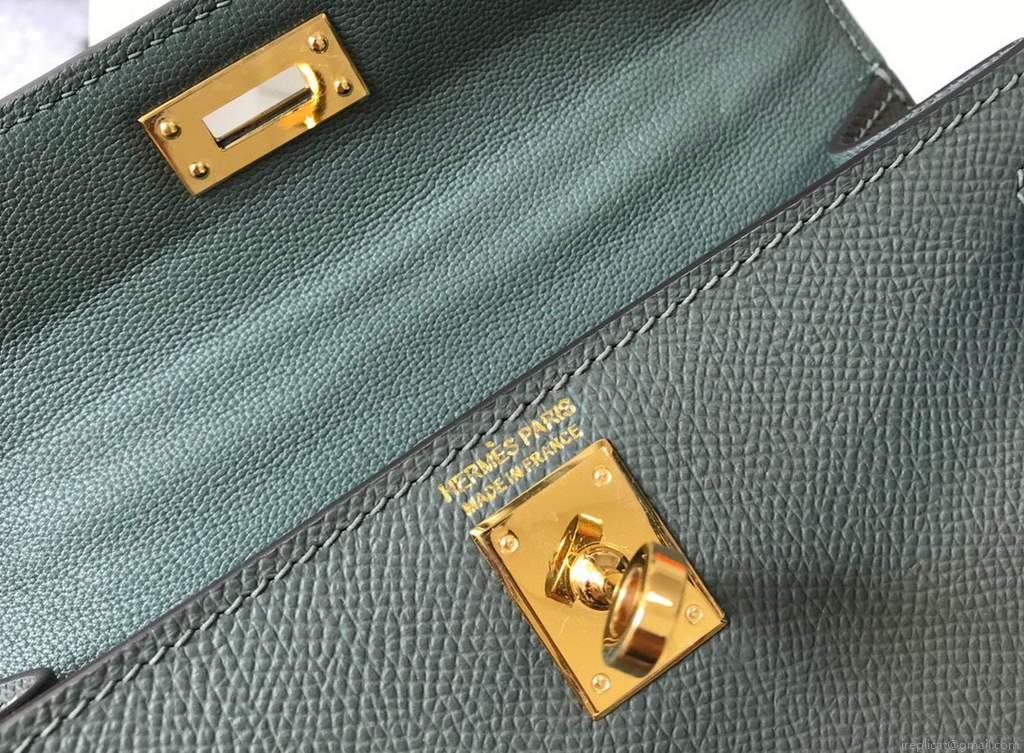 Hermes Kelly Bag Hermes 19CM Epsom Shoulder Mini Bag Dark gray 20474