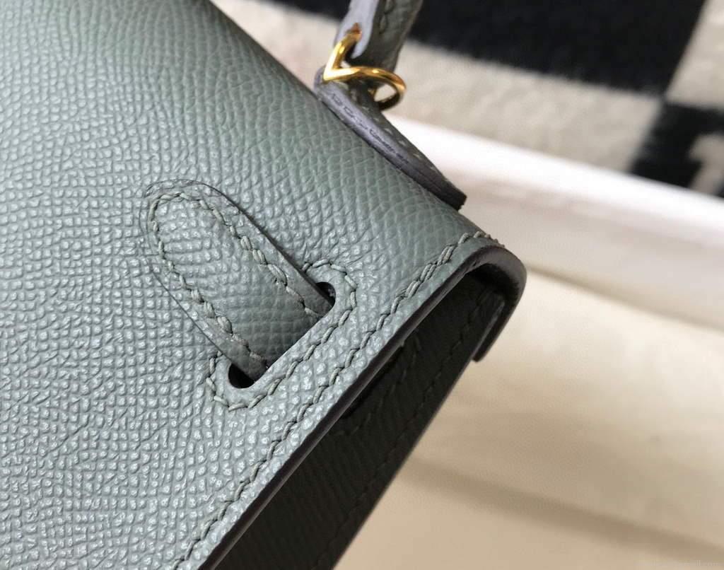 Hermes Kelly Bag Hermes 19CM Epsom Shoulder Mini Bag Dark gray 20474