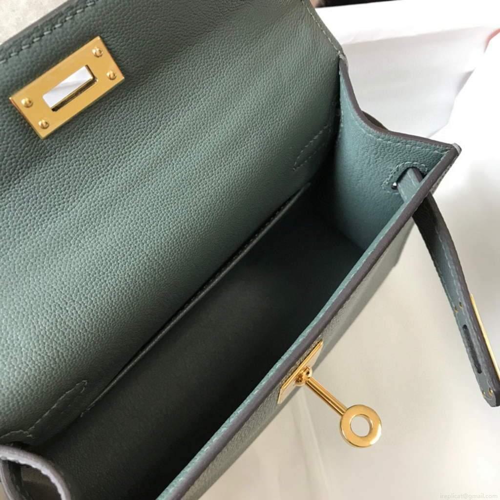Hermes Kelly Bag Hermes 19CM Epsom Shoulder Mini Bag Dark gray 20474