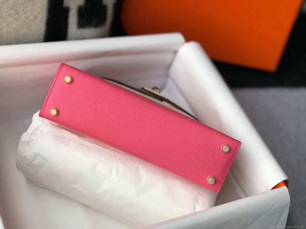 Hermes Kelly Bag Hermes 19CM Epsom Shoulder Mini Bag Dark pink 20472