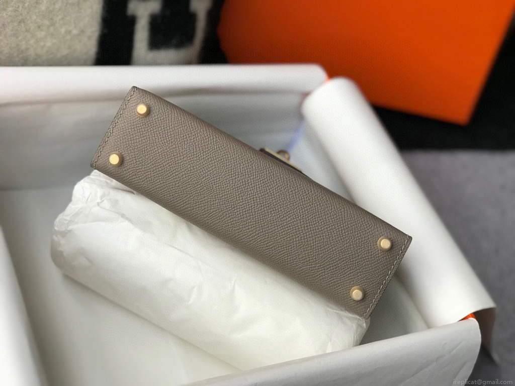 Hermes Kelly Bag Hermes 19CM Epsom Shoulder Mini Bag Gray 20468