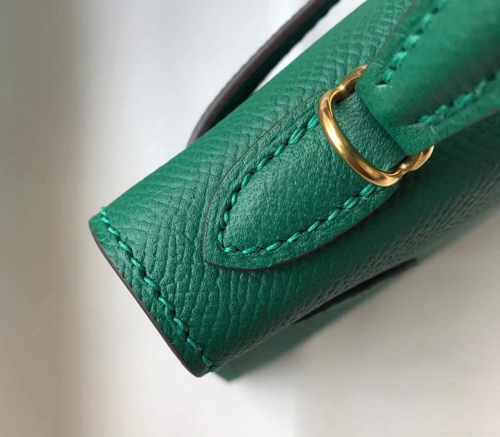 Hermes Kelly Bag Hermes 19CM Epsom Shoulder Mini Bag Green 20471