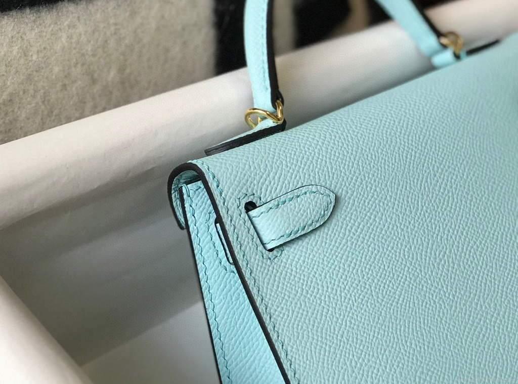 Hermes Kelly Bag Hermes 19CM Epsom Shoulder Mini Bag Light blue 20473