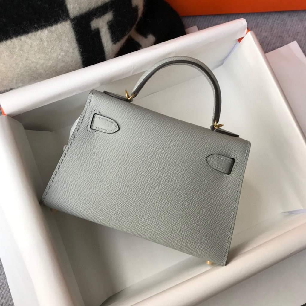 Hermes Kelly Bag Hermes 19CM Epsom Shoulder Mini Bag Light gray 20460