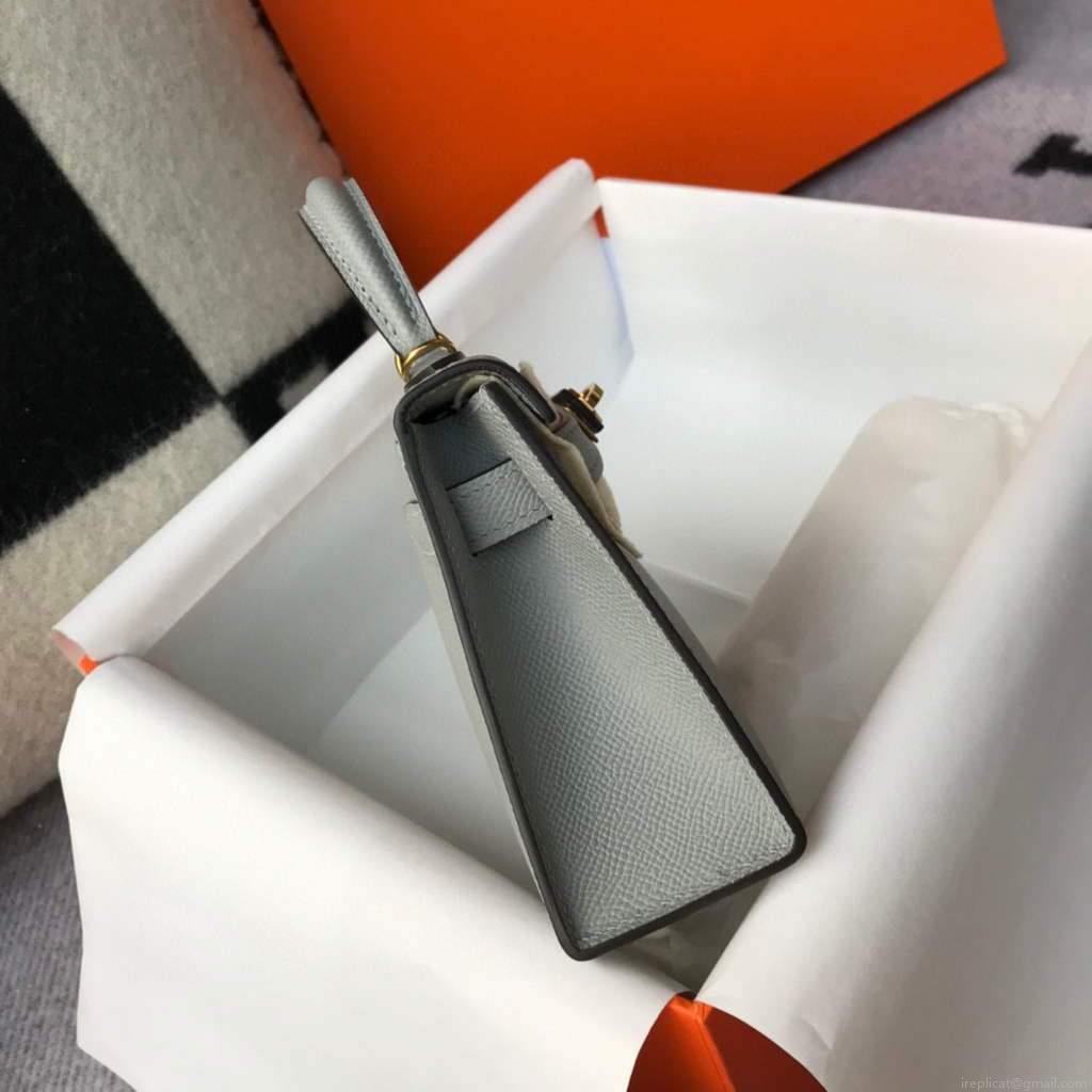 Hermes Kelly Bag Hermes 19CM Epsom Shoulder Mini Bag Light gray 20460