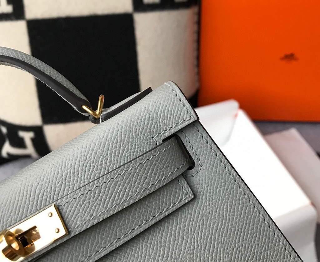 Hermes Kelly Bag Hermes 19CM Epsom Shoulder Mini Bag Light gray 20460