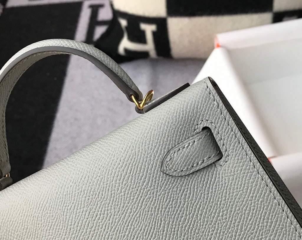 Hermes Kelly Bag Hermes 19CM Epsom Shoulder Mini Bag Light gray 20460