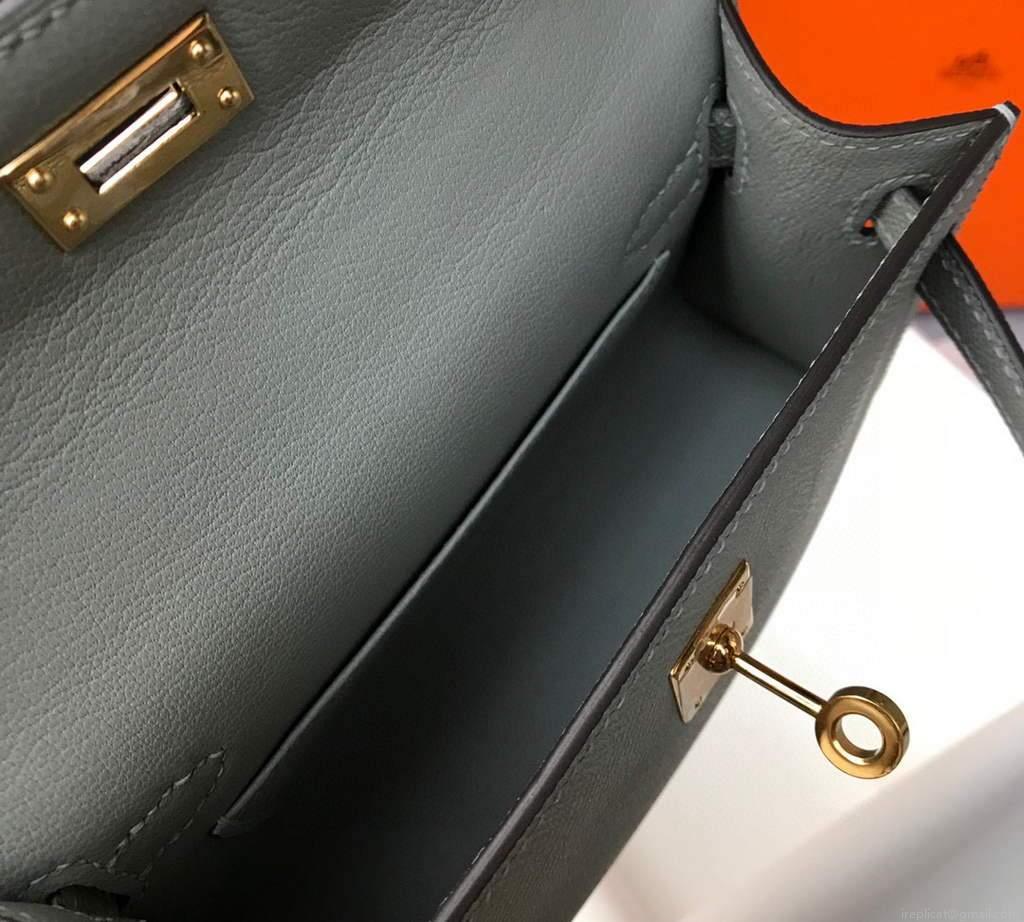 Hermes Kelly Bag Hermes 19CM Epsom Shoulder Mini Bag Light gray 20460