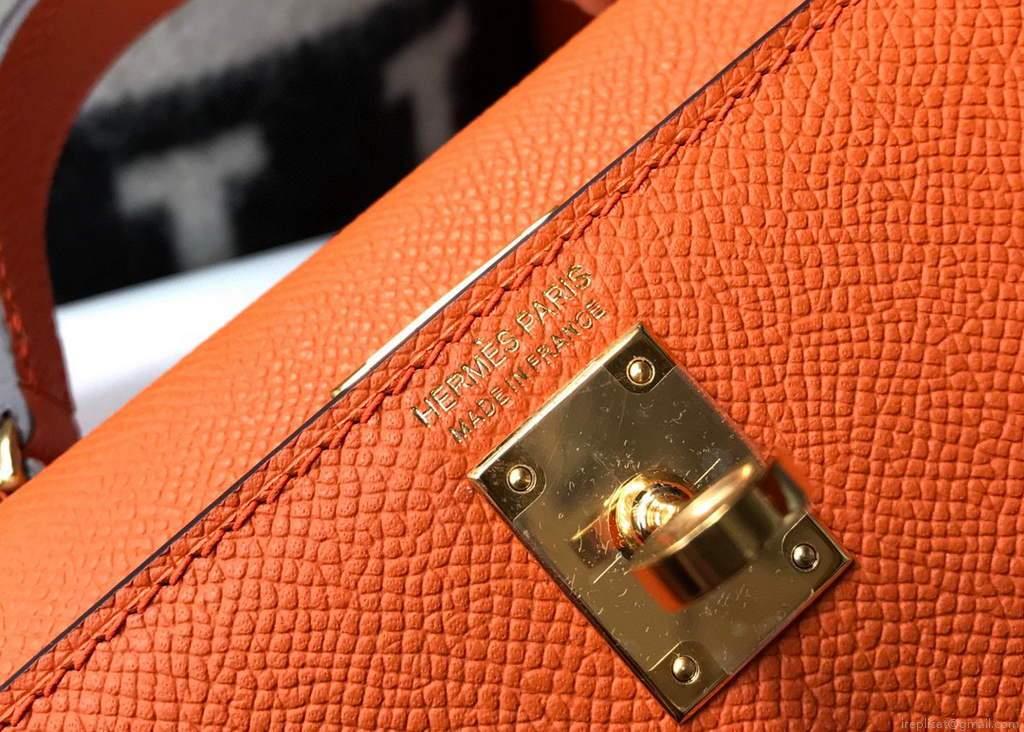 Hermes Kelly Bag Hermes 19CM Epsom Shoulder Mini Bag Orange 20464