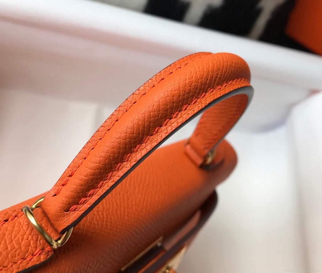 Hermes Kelly Bag Hermes 19CM Epsom Shoulder Mini Bag Orange 20464