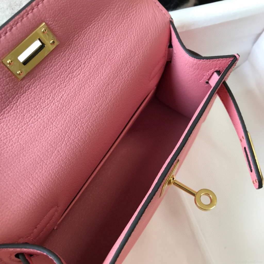Hermes Kelly Bag Hermes 19CM Epsom Shoulder Mini Bag Pink 20477