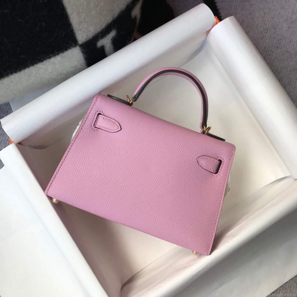 Hermes Kelly Bag Hermes 19CM Epsom Shoulder Mini Bag purple 20459