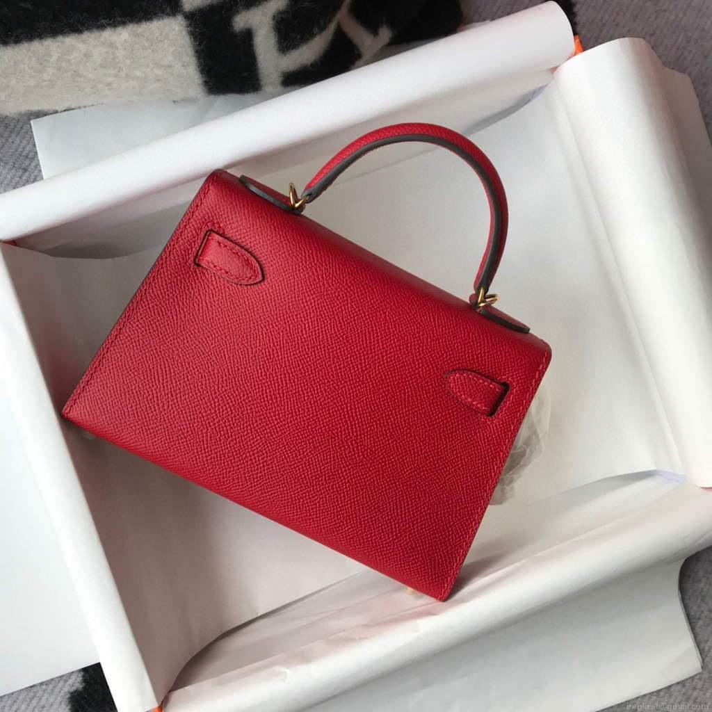 Hermes Kelly Bag Hermes 19CM Epsom Shoulder Mini Bag Red 20465