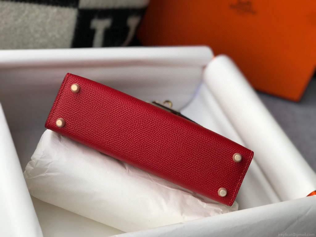 Hermes Kelly Bag Hermes 19CM Epsom Shoulder Mini Bag Red 20465