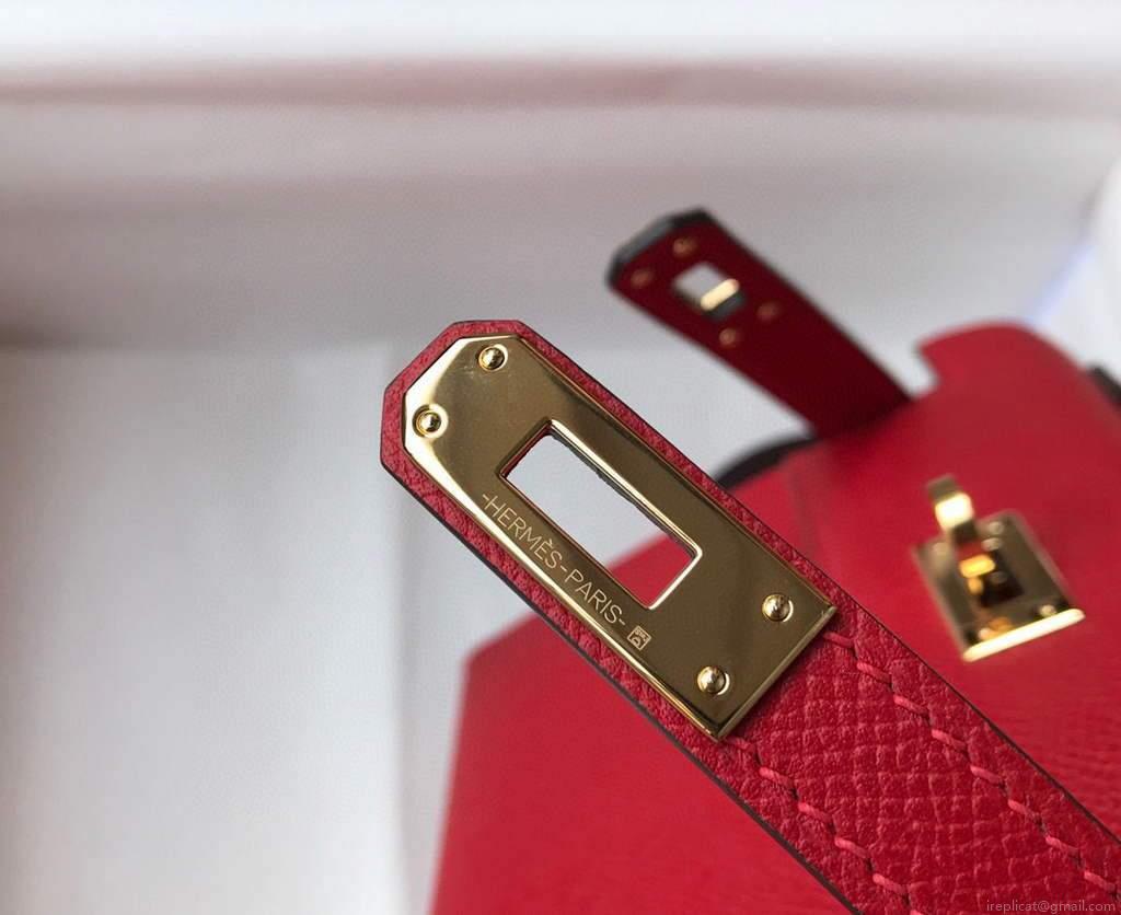 Hermes Kelly Bag Hermes 19CM Epsom Shoulder Mini Bag Red 20465