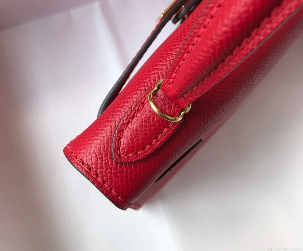 Hermes Kelly Bag Hermes 19CM Epsom Shoulder Mini Bag Red 20465