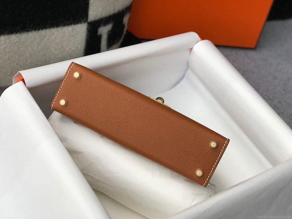 Hermes Kelly Bag Hermes 19CM Epsom Shoulder Mini Bag Tan 20467