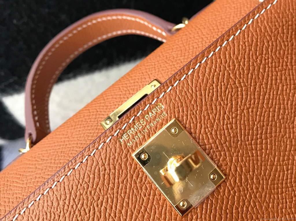 Hermes Kelly Bag Hermes 19CM Epsom Shoulder Mini Bag Tan 20467