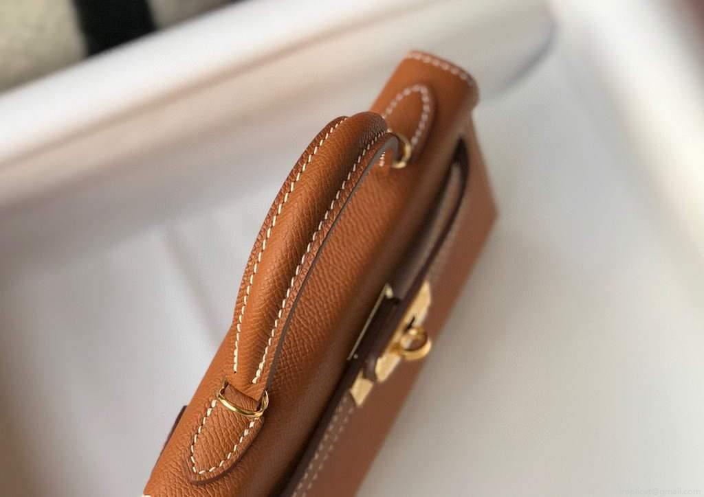 Hermes Kelly Bag Hermes 19CM Epsom Shoulder Mini Bag Tan 20467
