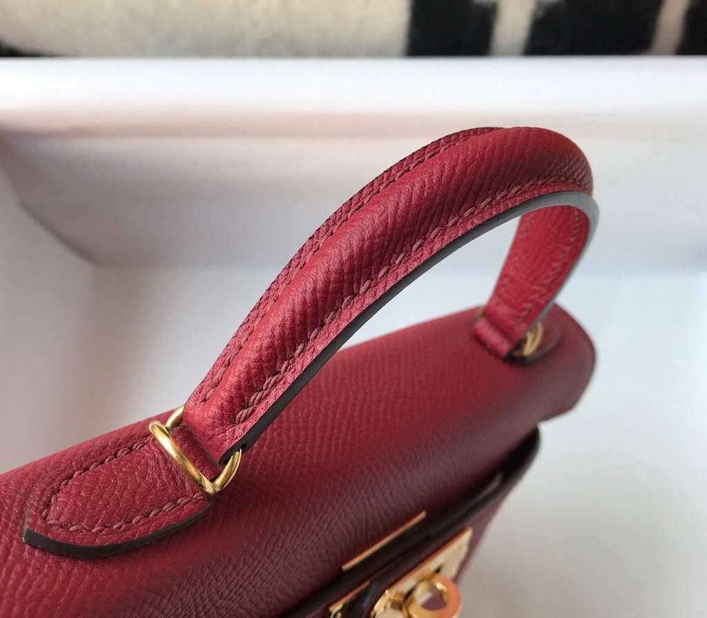 Hermes Kelly Bag Hermes 19CM Epsom Shoulder Mini Bag Wine red 20462