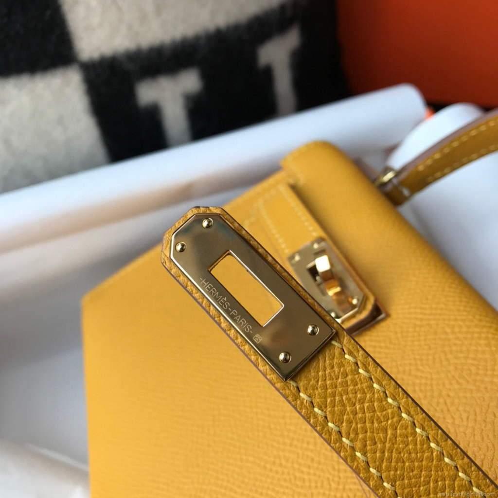 Hermes Kelly Bag Hermes 19CM Epsom Shoulder Mini Bag Yellow 20463