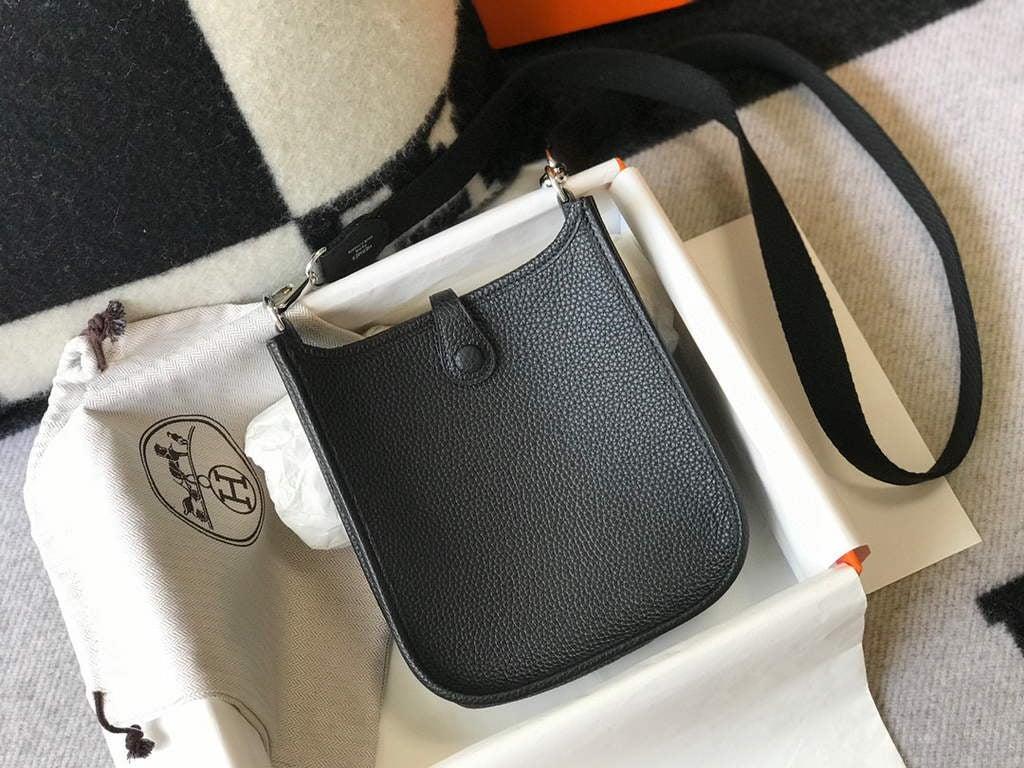 Hermes Evelyne Bag Designer Hermes Mini Crossbody Real Bag 20421 Black