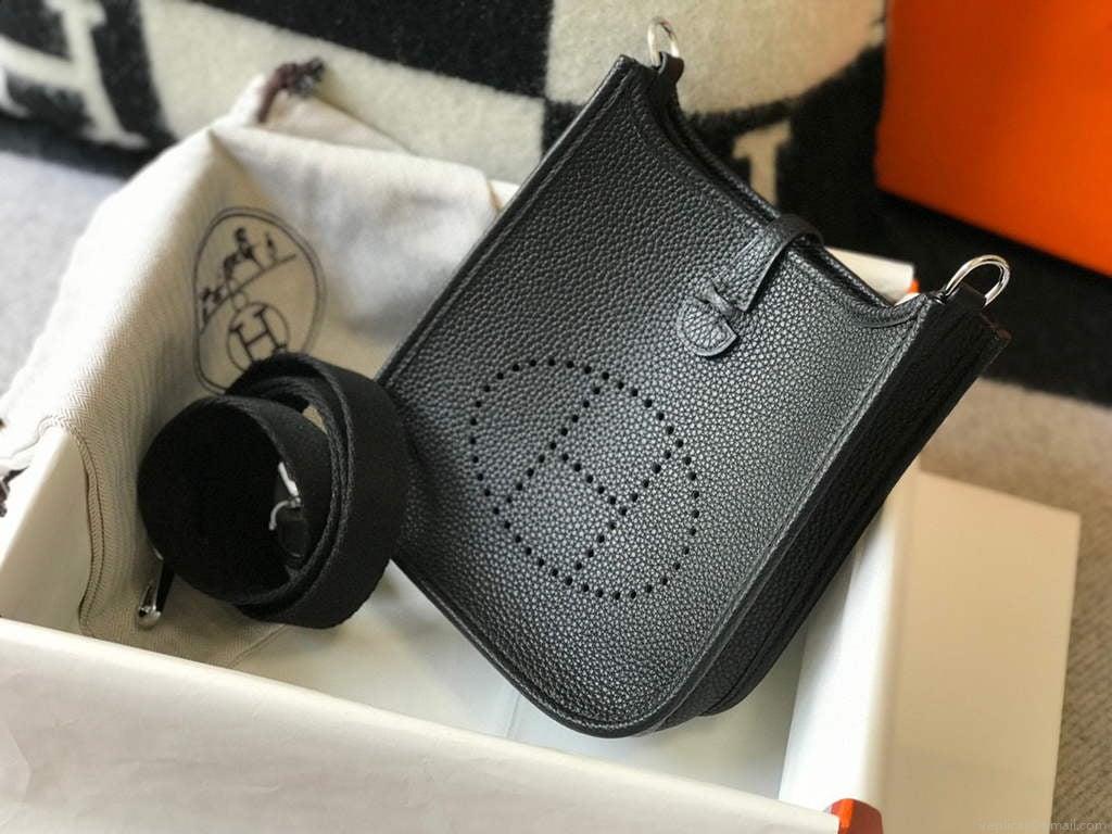 Hermes Evelyne Bag Designer Hermes Mini Crossbody Real Bag 20421 Black