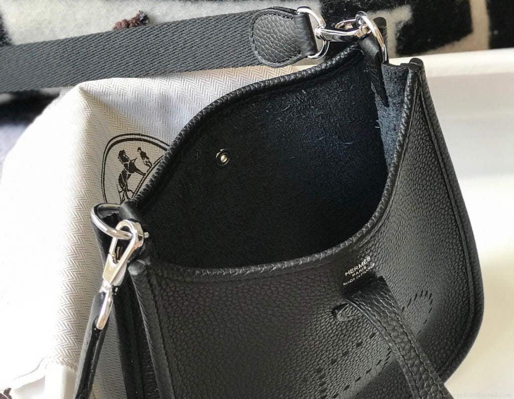 Hermes Evelyne Bag Designer Hermes Mini Crossbody Real Bag 20421 Black