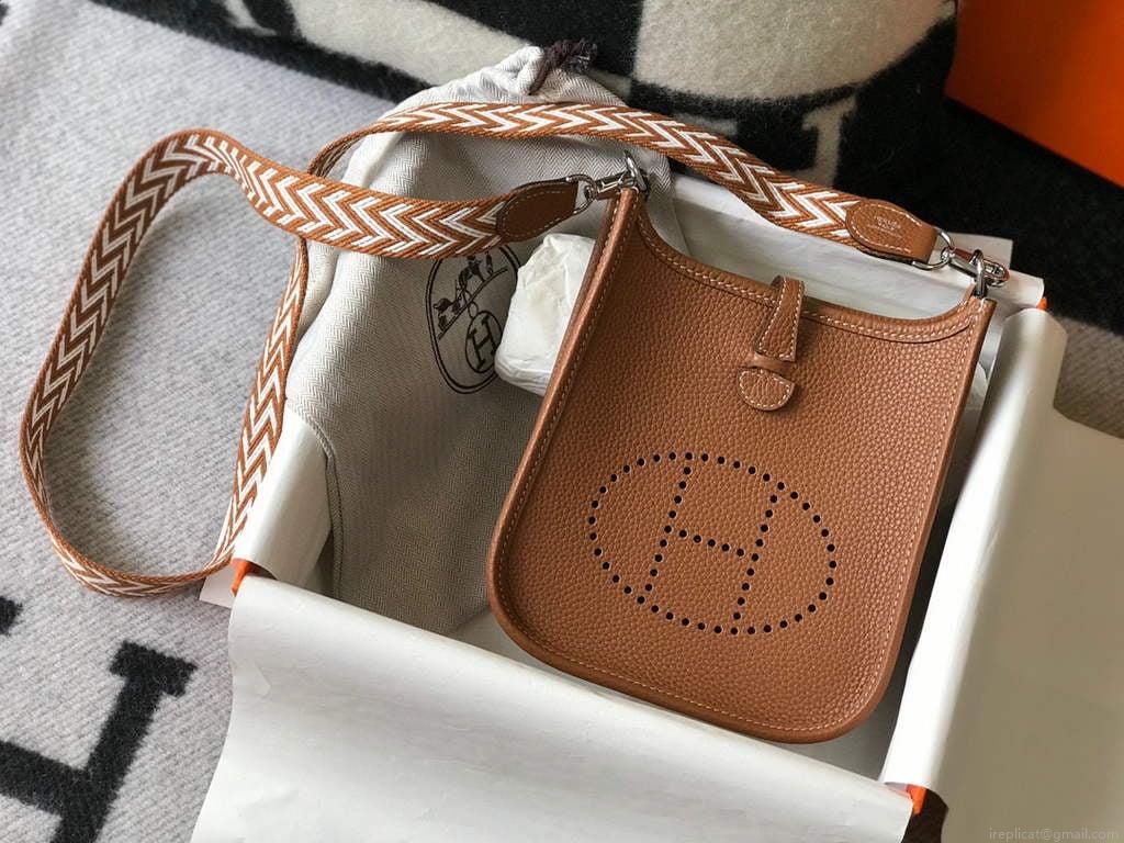 Hermes Evelyne Bag Designer Hermes Mini Crossbody Real Bag 20422 Brown