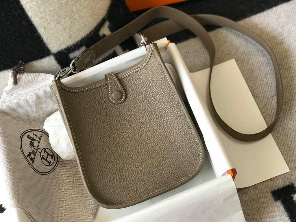Hermes Evelyne Bag Designer Hermes Mini Crossbody Real Bag 20423 Gray