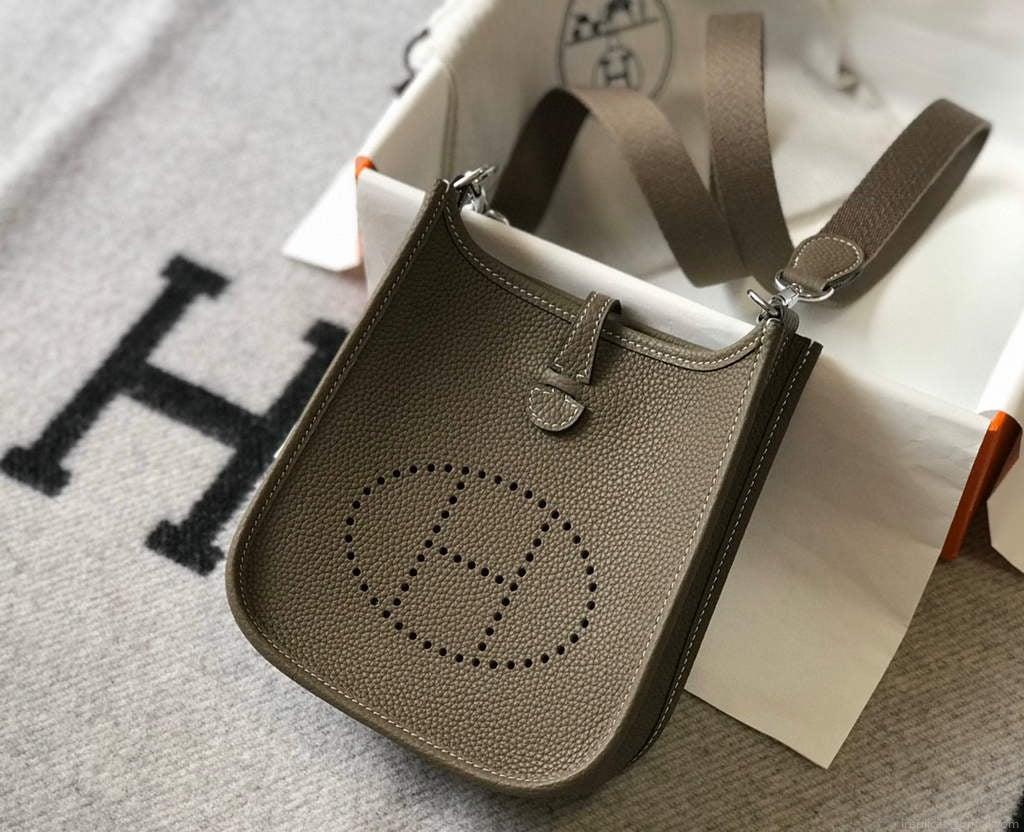Hermes Evelyne Bag Designer Hermes Mini Crossbody Real Bag 20423 Gray