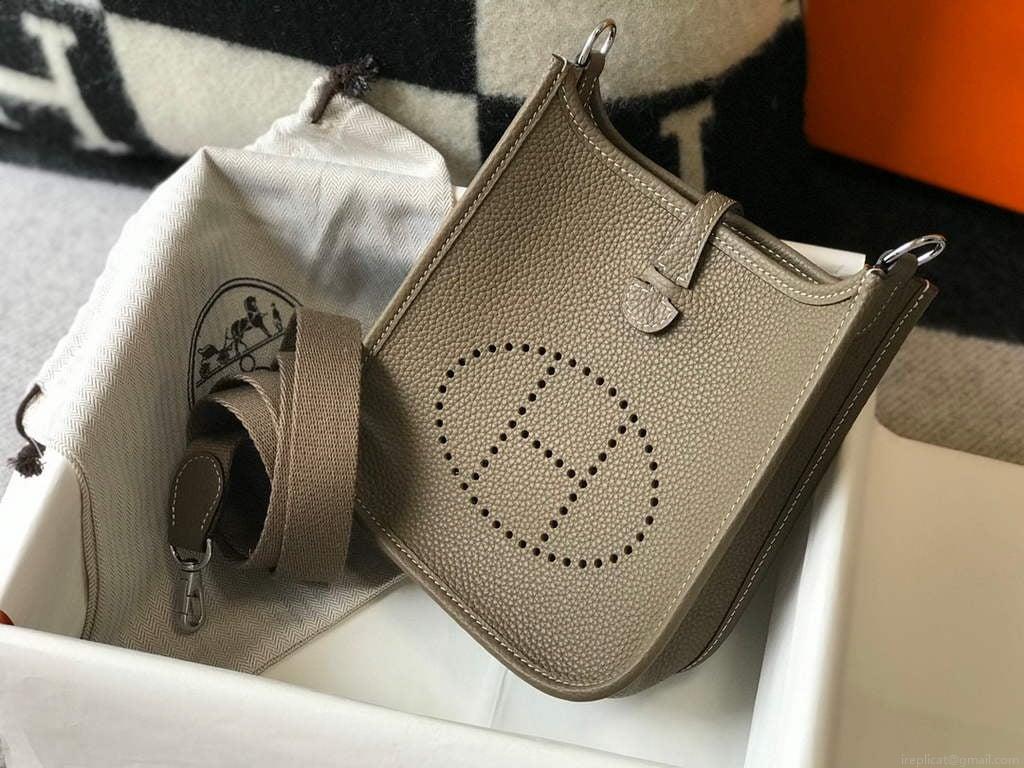 Hermes Evelyne Bag Designer Hermes Mini Crossbody Real Bag 20423 Gray