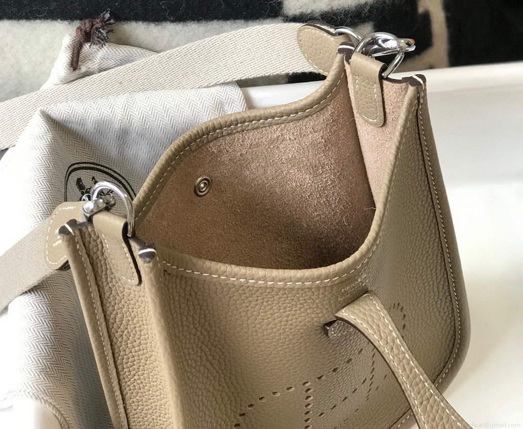 Hermes Evelyne Bag Designer Hermes Mini Crossbody Real Bag 20425 Light Grey
